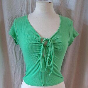 American Eagle green M ribbed top adjustable keyhole cut out cotton blend womens